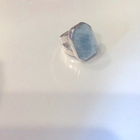 Jay King Contemporary Geometric Sterling Silver & Aquamarine Ring! - Picture 3 of 11
